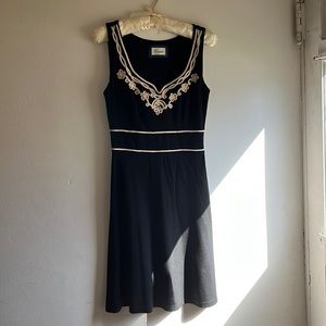Classic LBD with cream soutache braid trim. Jersey fabric.  Size small